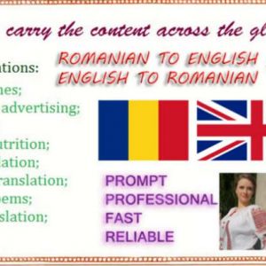 I will translate 1000 words English to Romanian and viceversa