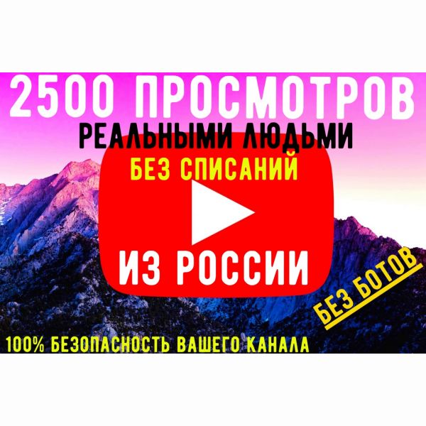 2500 живых просмотров, реальными людьми из России.